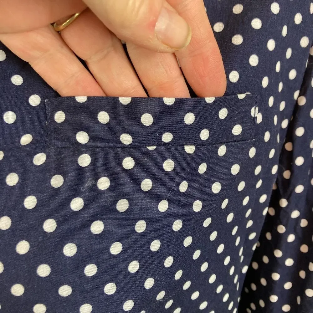 Vintage Polka Dot Navy Jacket shorter length button down